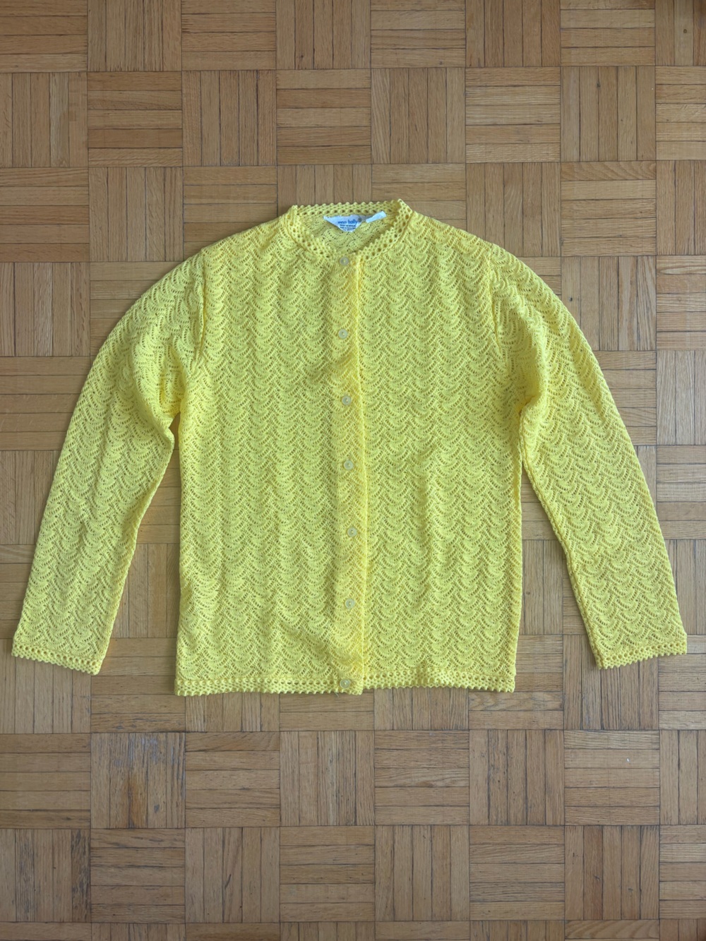 Yellow Lace-Texture Button Cardigan - Picture 4 of 8